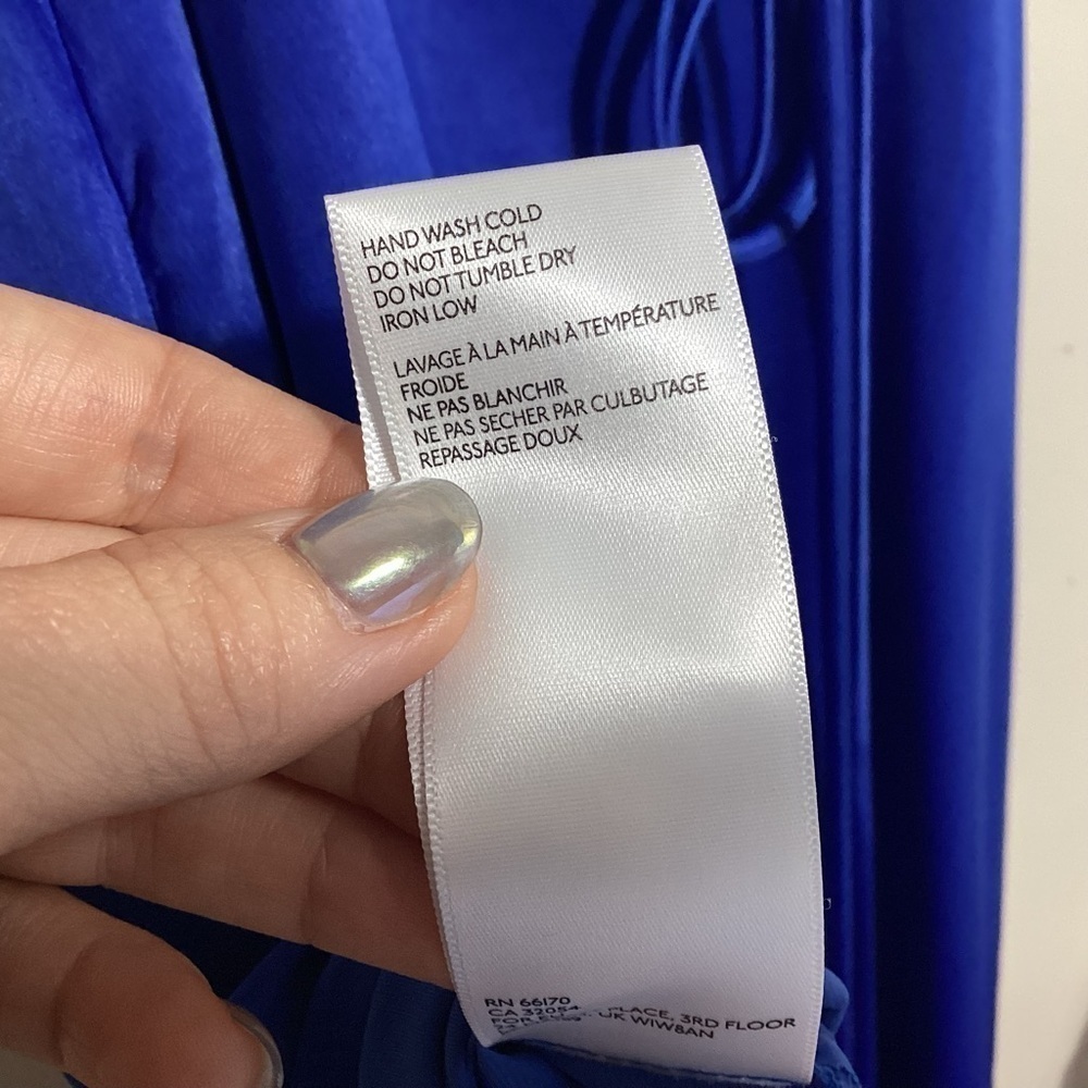 Urban Outfitters Slip Dress Large Cobalt Blue Satin Tie Back - Picture 12 of 13